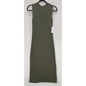 NWT Womens Midi Dress Mock Neck Bodycon Olive Green Casual Office Party Size M